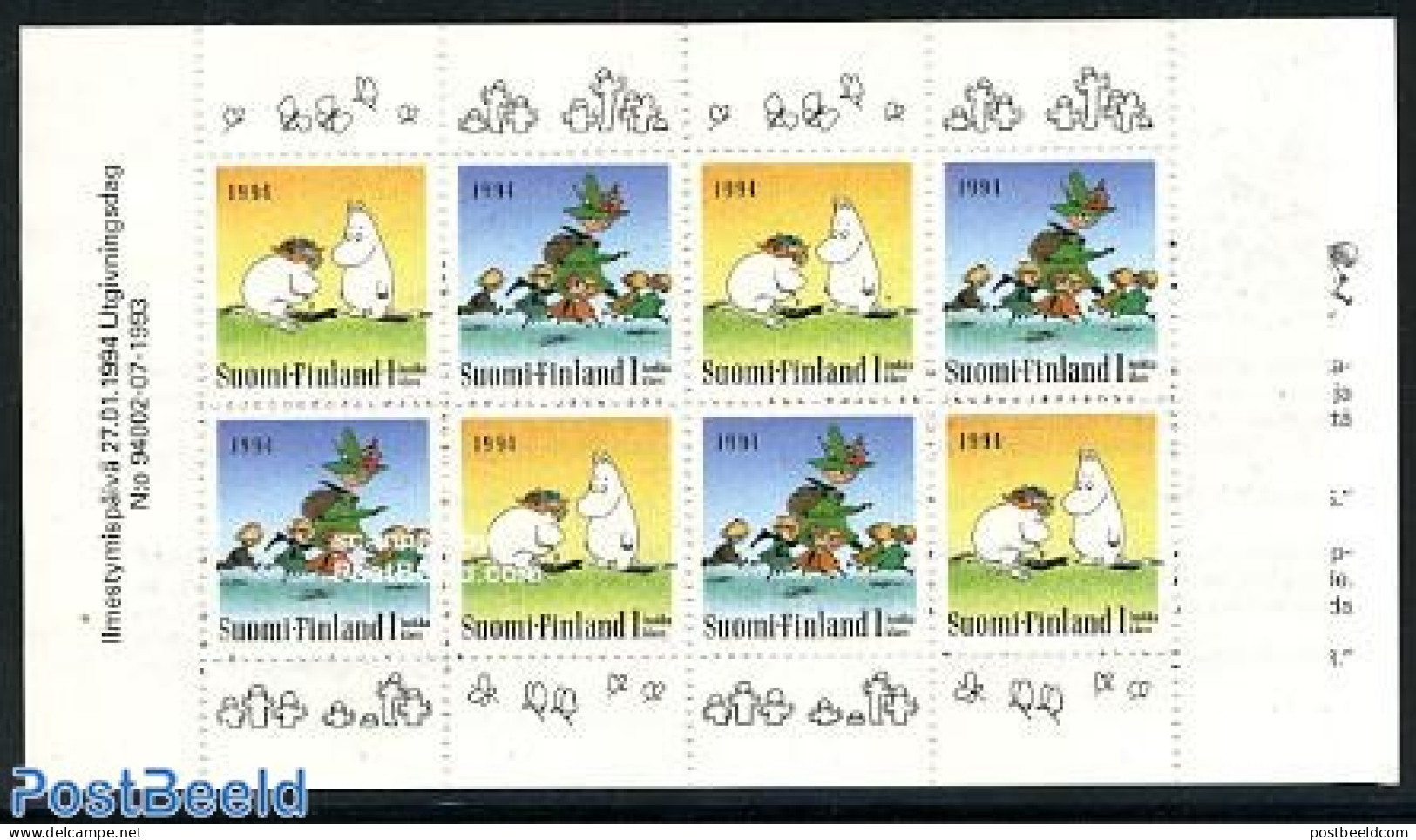Finland 1994 Mumins Booklet, Mint NH, Stamp Booklets - Art - Comics (except Disney) - Ongebruikt