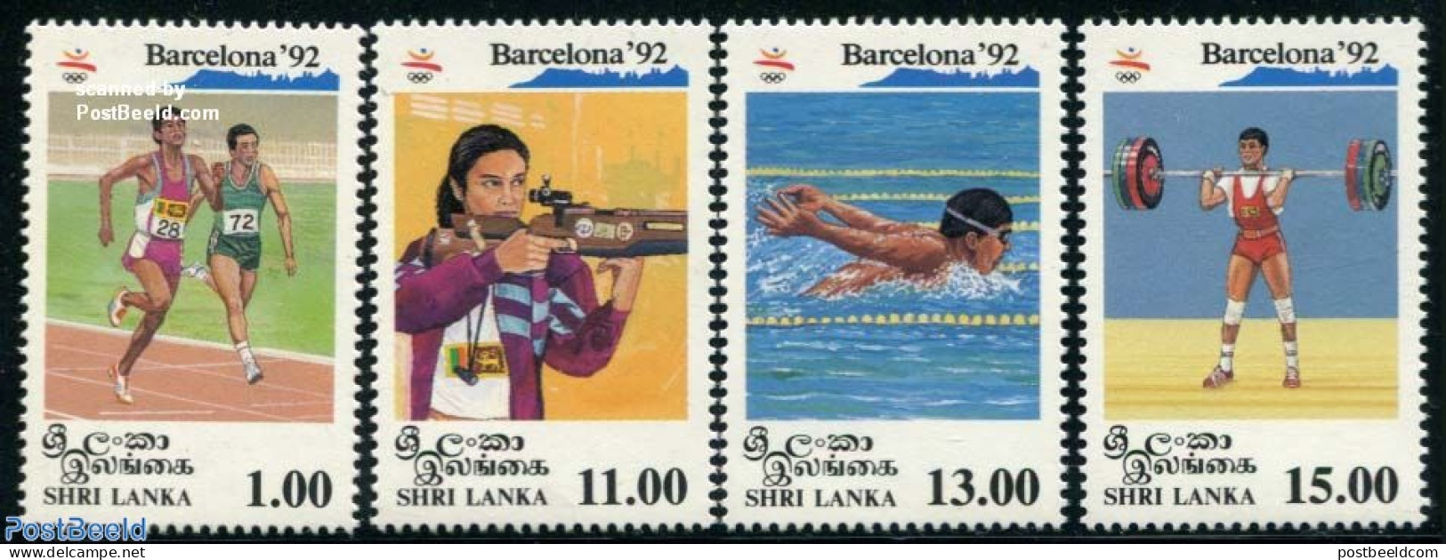 Sri Lanka (Ceylon) 1992 Olympic Games 4v, Mint NH, Sport - Athletics - Olympic Games - Shooting Sports - Swimming - We.. - Athletics