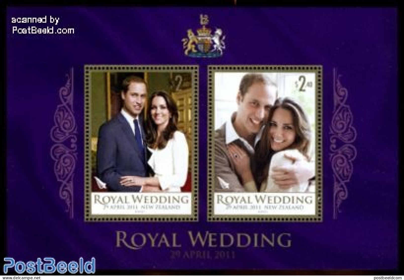 New Zealand 2011 Royal Wedding William & Kate S/s, Mint NH, History - Kings & Queens (Royalty) - Nuovi