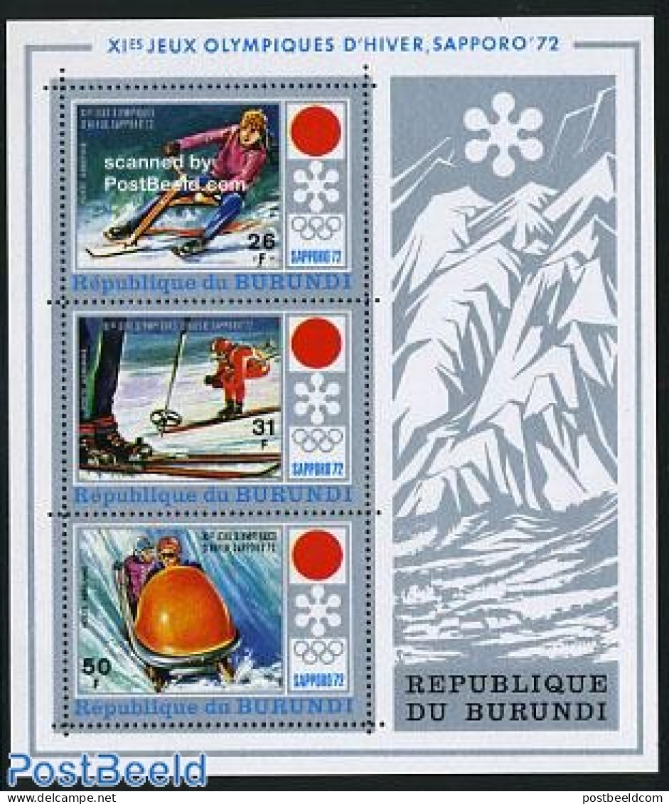 Burundi 1972 Olympic Winter Games S/s, Mint NH, Sport - (Bob) Sleigh Sports - Olympic Winter Games - Skiing - Wintersport (Sonstige)