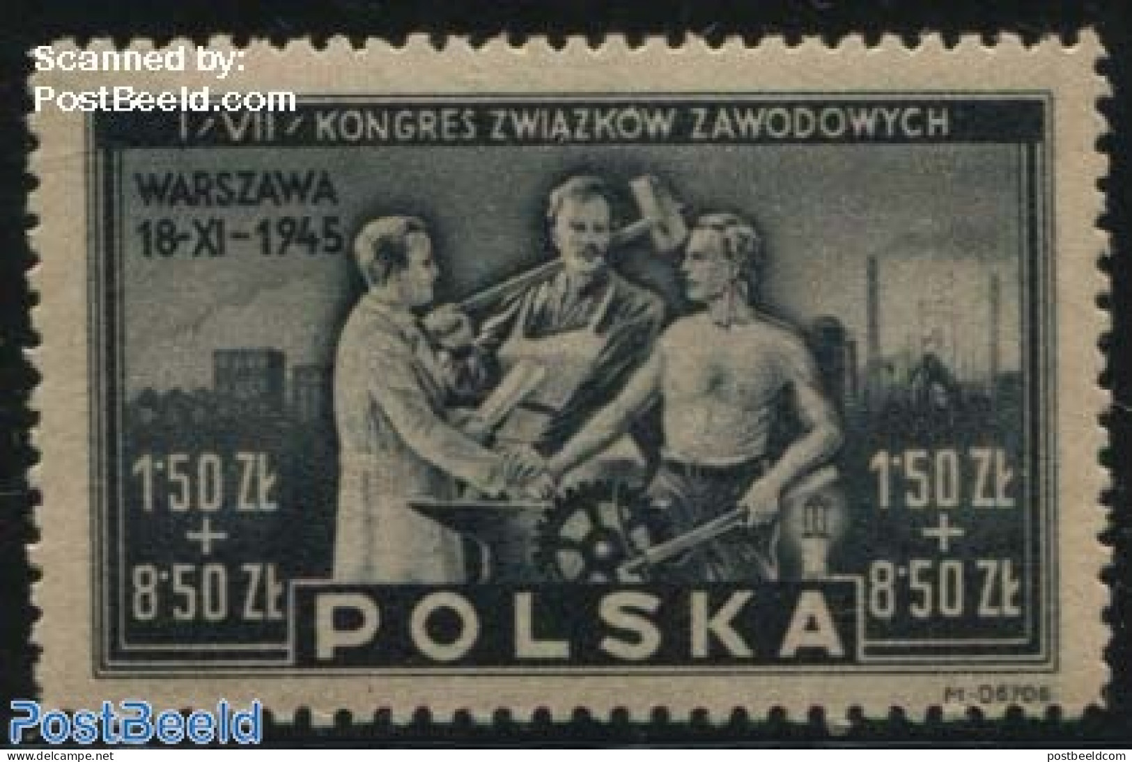 Poland 1945 Labour Congress 1v, Mint NH - Nuovi