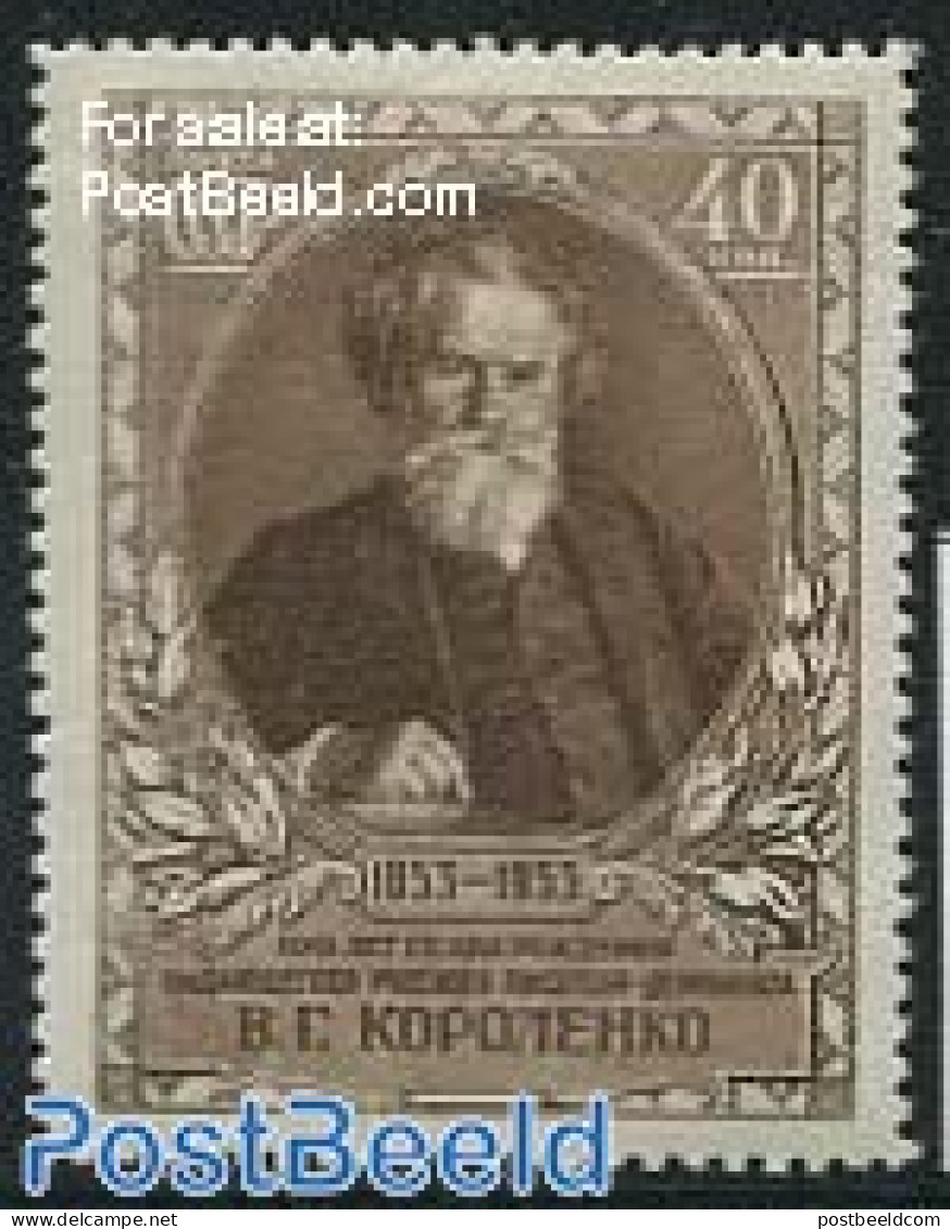 Russia, Soviet Union 1953 W.G. Korolenko 1v, Mint NH, Art - Authors - Ungebraucht