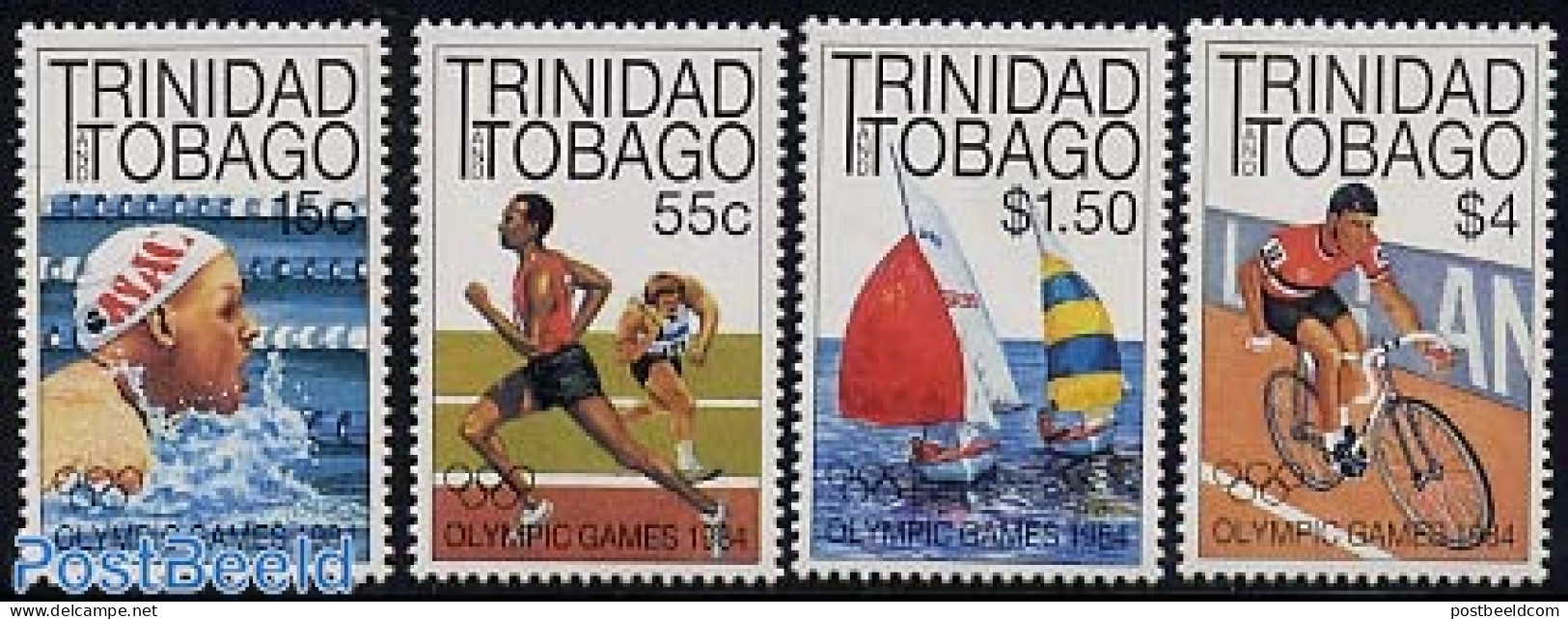 Trinidad & Tobago 1984 Olympic Games 4v, Mint NH, Sport - Transport - Cycling - Olympic Games - Sailing - Swimming - S.. - Cyclisme