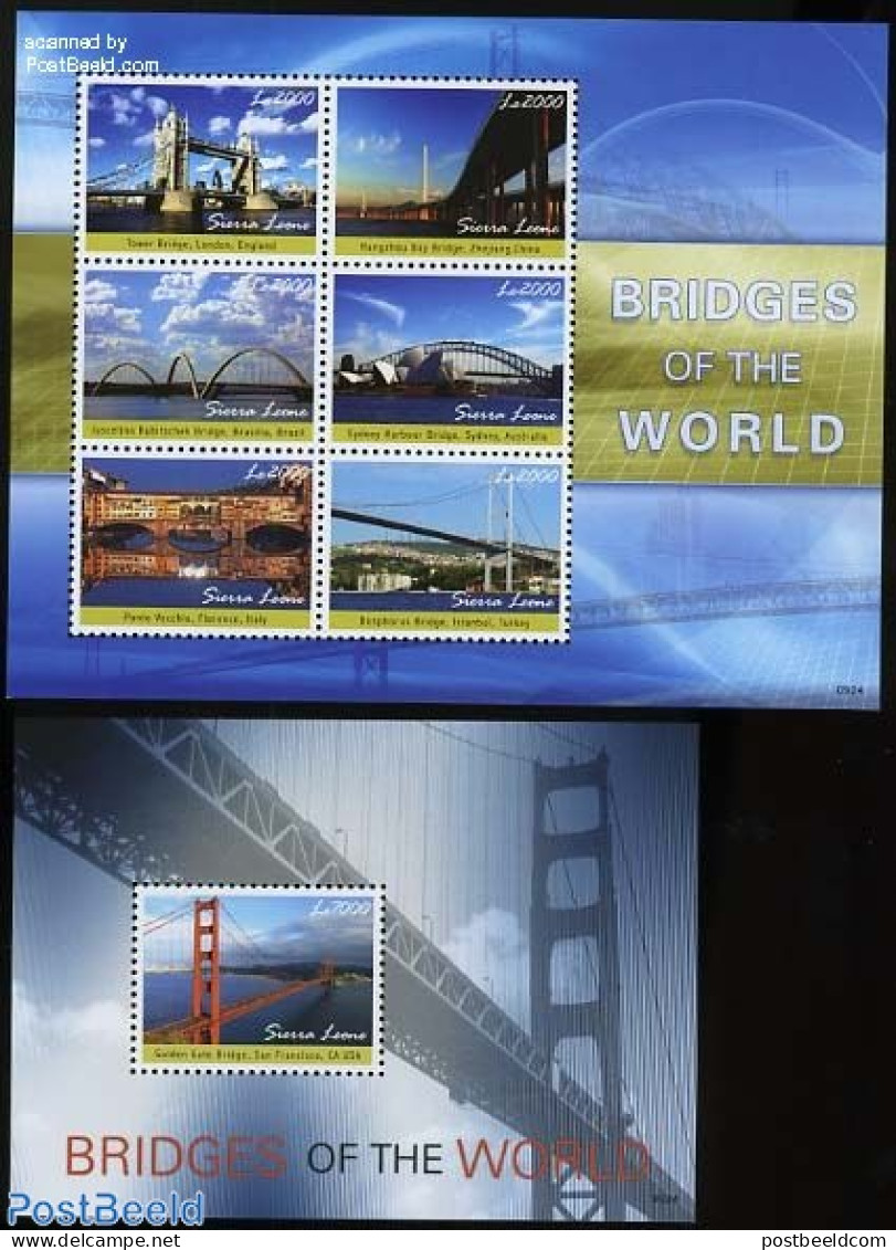 Sierra Leone 2009 Bridges Of The World 2 S/s, Mint NH, Art - Bridges And Tunnels - Bruggen