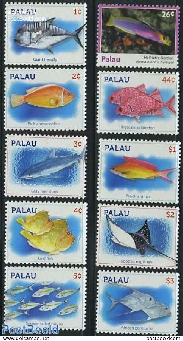 Palau 2009 Definitives, Fish 10v, Mint NH, Nature - Fish - Poissons