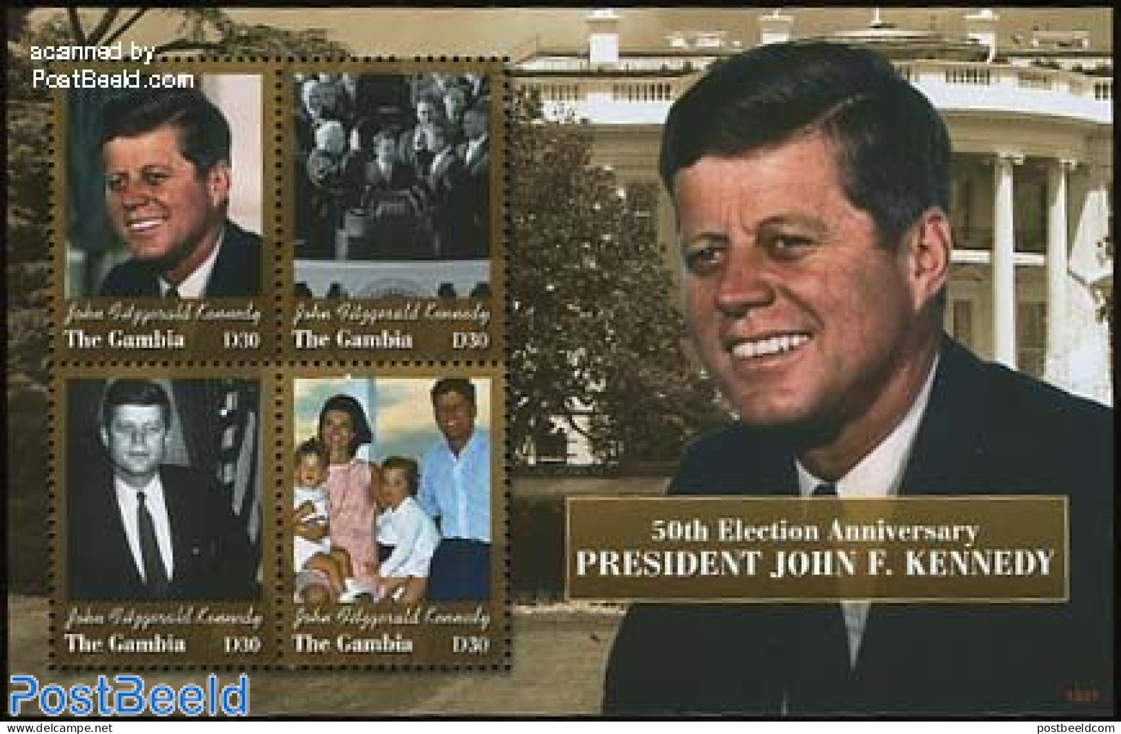 Gambia 2010 John F. Kennedy 4v M/s, Mint NH, History - American Presidents - Gambia (...-1964)