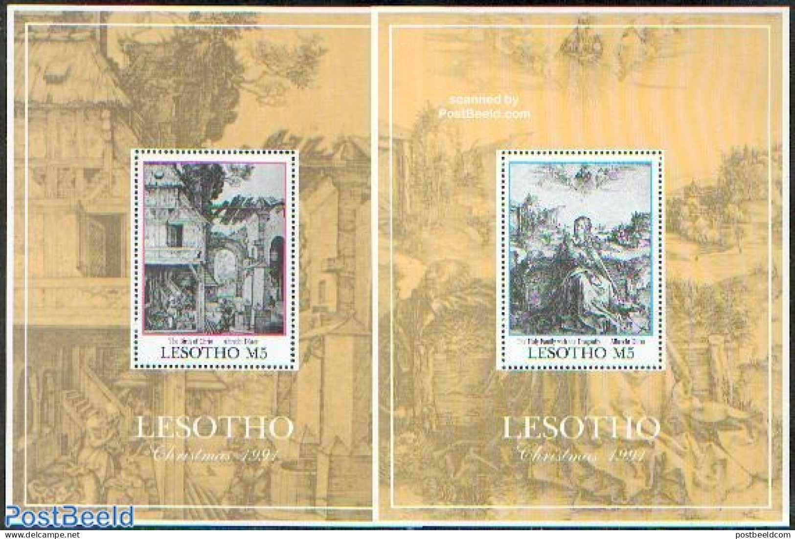 Lesotho 1991 Christmas, Durer Paintings 2 S/s, Mint NH, Religion - Christmas - Art - Dürer, Albrecht - Paintings - Natale