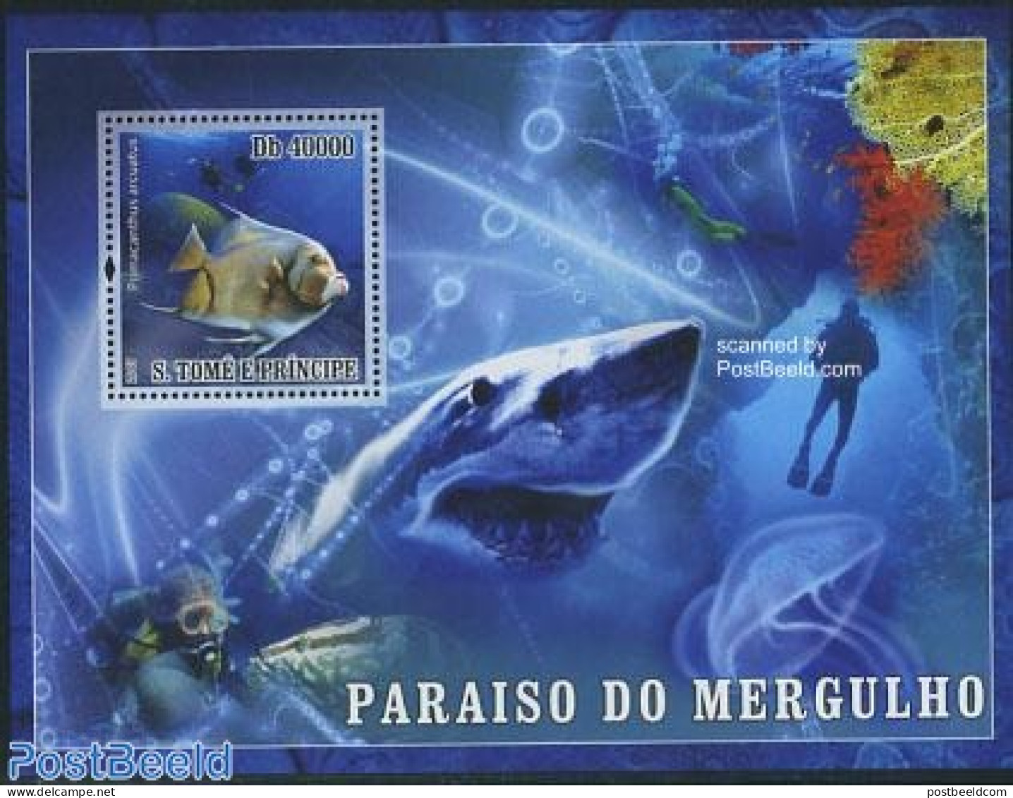 Sao Tome/Principe 2007 Diving S/s, Mint NH, Nature - Sport - Fish - Diving - Sharks - Fishes