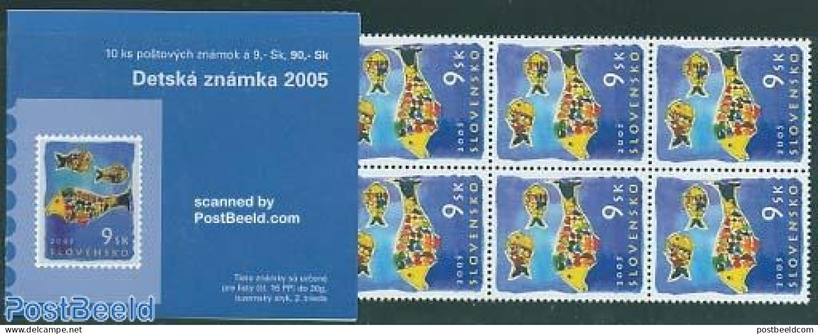 Slovakia 2005 Children Day Booklet, Mint NH, Nature - Fish - Stamp Booklets - Art - Children Drawings - Neufs