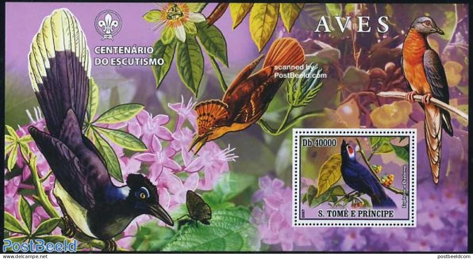 Sao Tome/Principe 2007 Birds S/s, Scouting Logo On Border, Mint NH, Nature - Sport - Birds - Scouting - São Tomé Und Príncipe