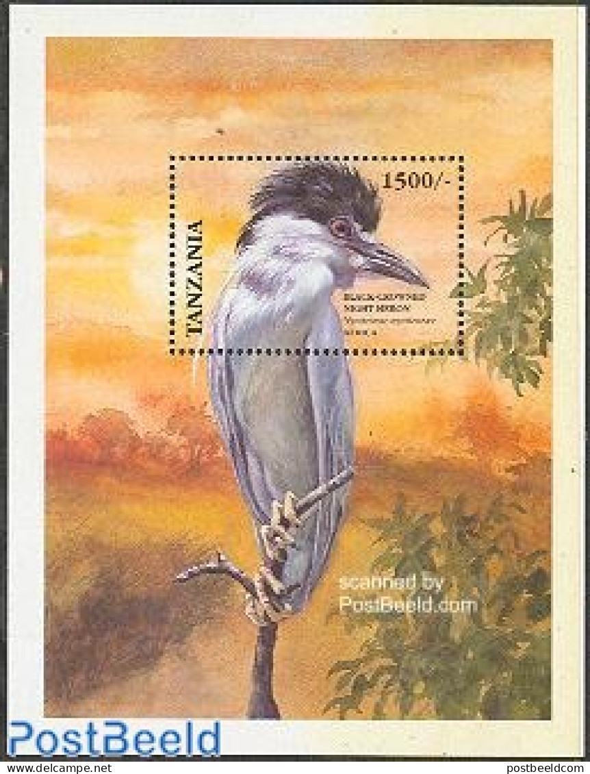 Tanzania 1999 Black Crowned Heron S/s, Mint NH, Nature - Birds - Tanzanie (1964-...)