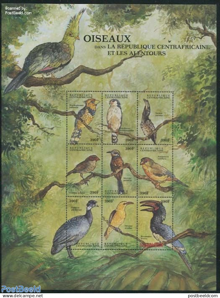 Central Africa 2000 Birds 9v M/s, Mint NH, Nature - Birds - Centrafricaine (République)