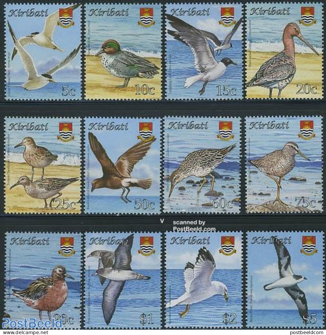 Kiribati 2008 Definitives, Birds 12v, Mint NH, Nature - Birds - Ducks - Kiribati (1979-...)