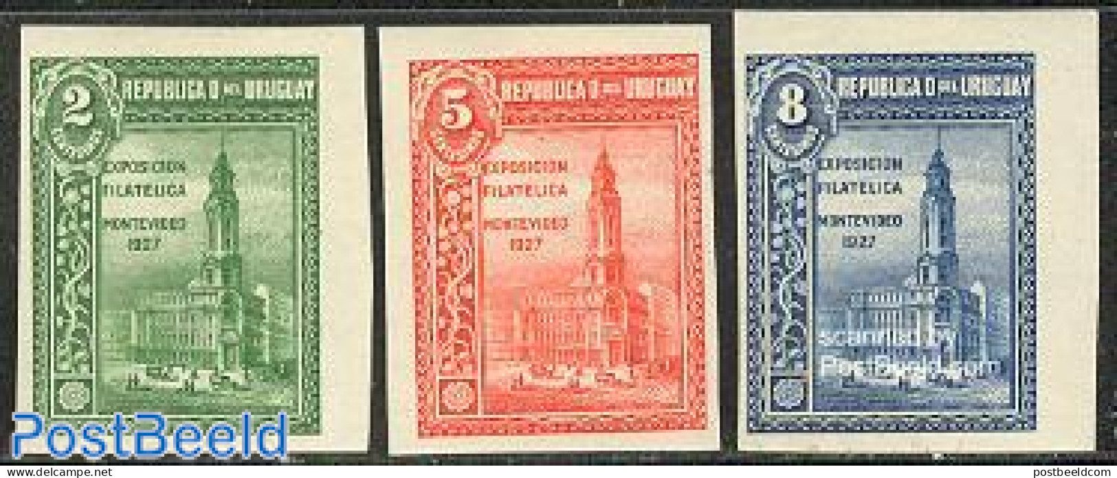 Uruguay 1927 Montevideo Stamp Expo 3v, Mint NH - Uruguay