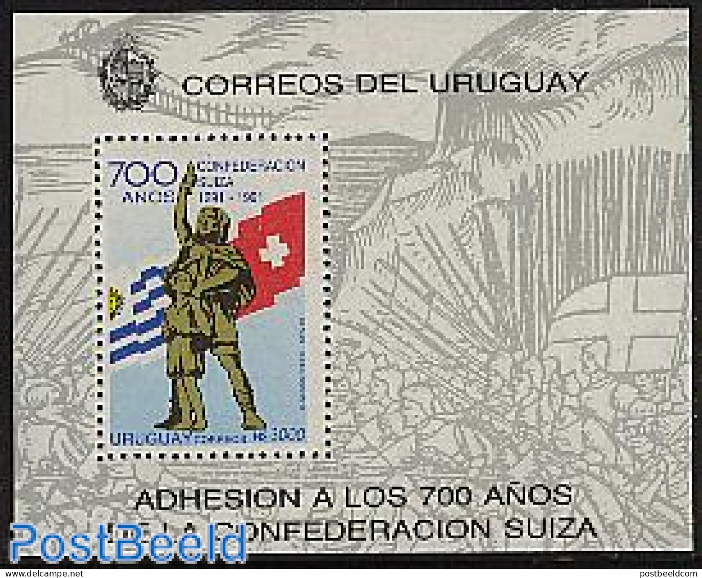 Uruguay 1991 Swiss Association S/s, Mint NH, History - Flags - Uruguay