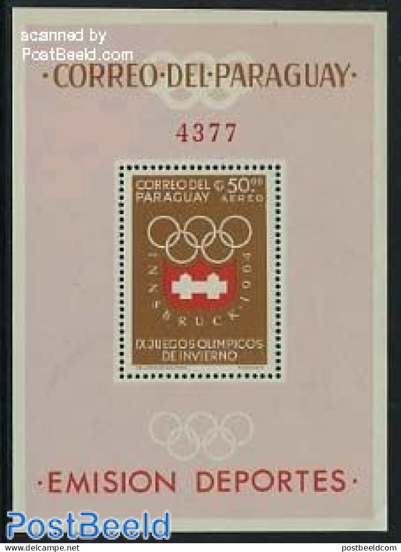 Paraguay 1963 Olympic Winter Games S/s, Mint NH, Sport - Olympic Winter Games - Paraguay