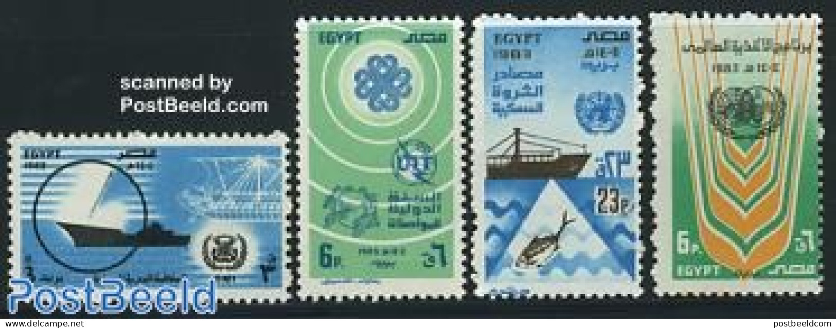 Egypt (Republic) 1983 Mixed Issue 4v, Mint NH, History - Science - Transport - United Nations - Telecommunication - Sh.. - Neufs