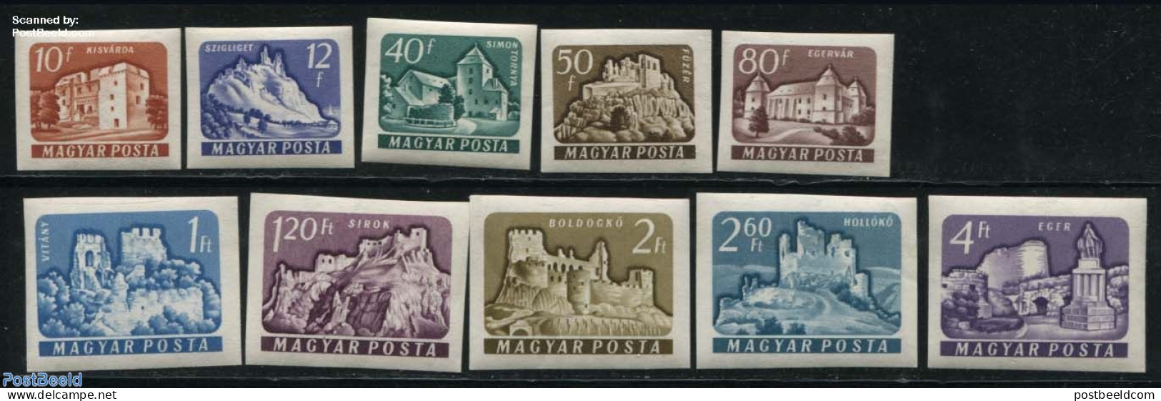 Hungary 1961 Definitives, Castles 10v Imperforated, Mint NH, Art - Castles & Fortifications - Neufs