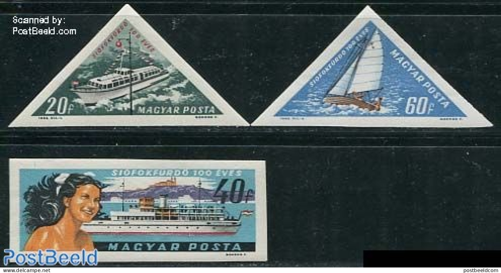 Hungary 1963 100 Years Siofok 3v Imperforated, Mint NH, Sport - Transport - Various - Sailing - Ships And Boats - Tour.. - Ungebraucht