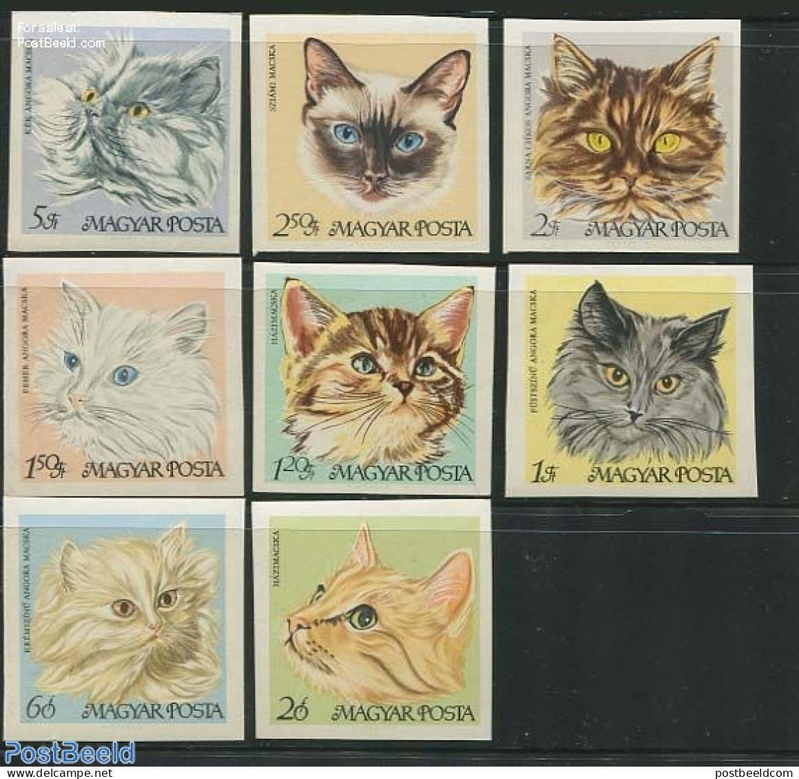 Hungary 1968 Cats 8v Imperforated, Mint NH, Nature - Cats - Unused Stamps