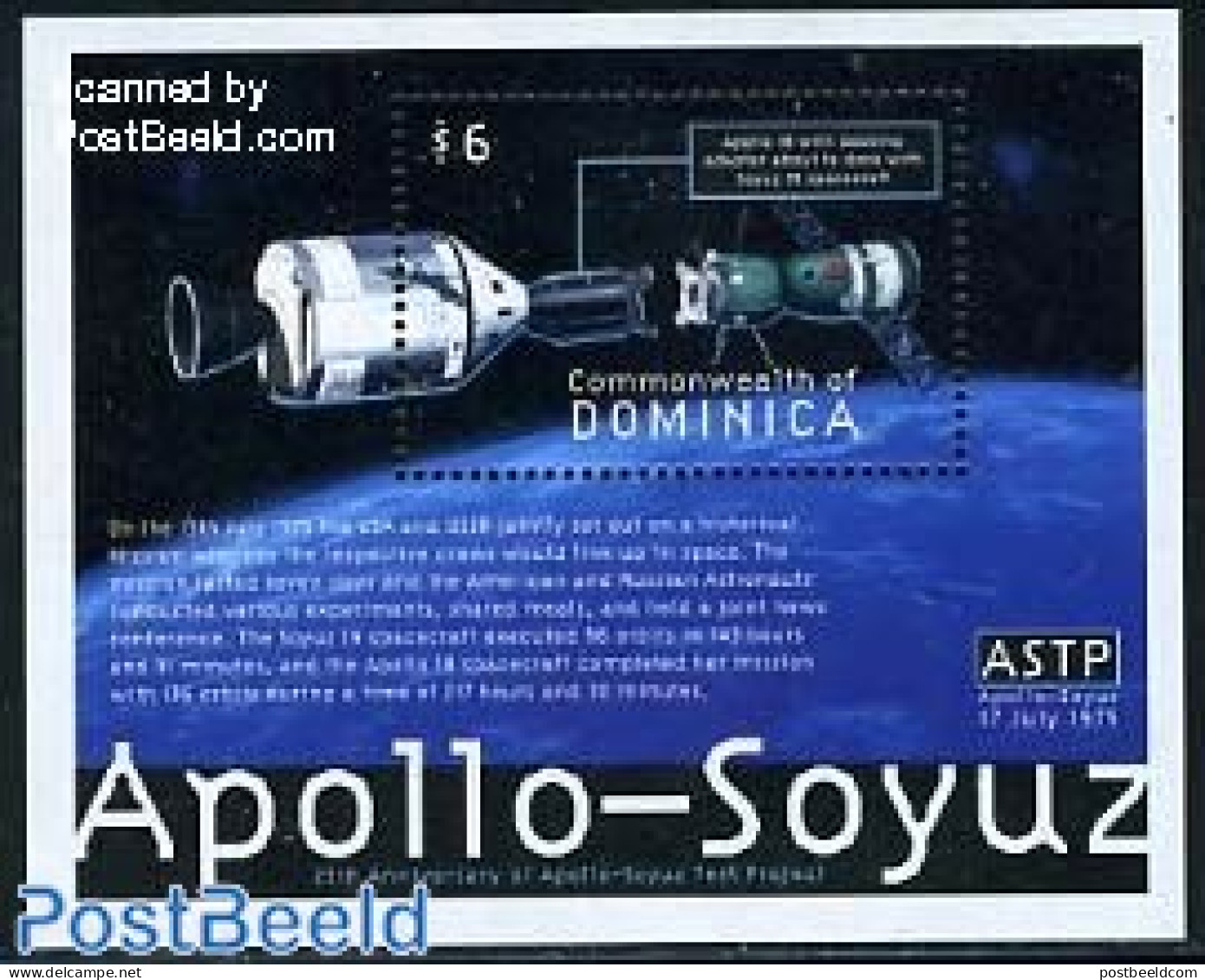 Dominica 2000 Apollo-Soyuz S/s, Mint NH, Transport - Space Exploration - Dominicaine (République)