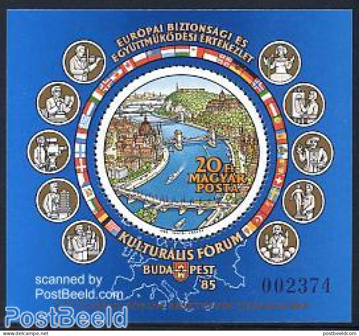 Hungary 1985 KSZE Presentation S/s (with Extra Print Reverse Si, Mint NH, History - Flags - Art - Bridges And Tunnels - Neufs