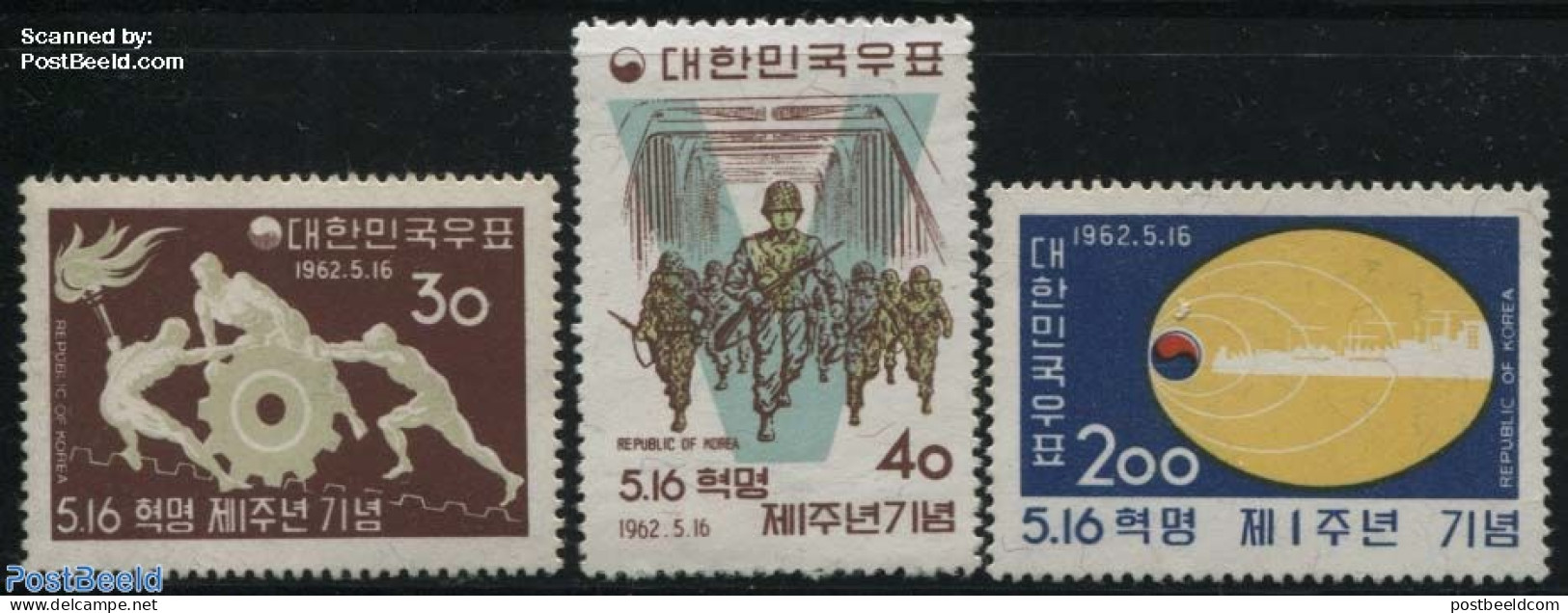 Korea, South 1962 May Revolution 3v, Mint NH - Korea (Süd-)