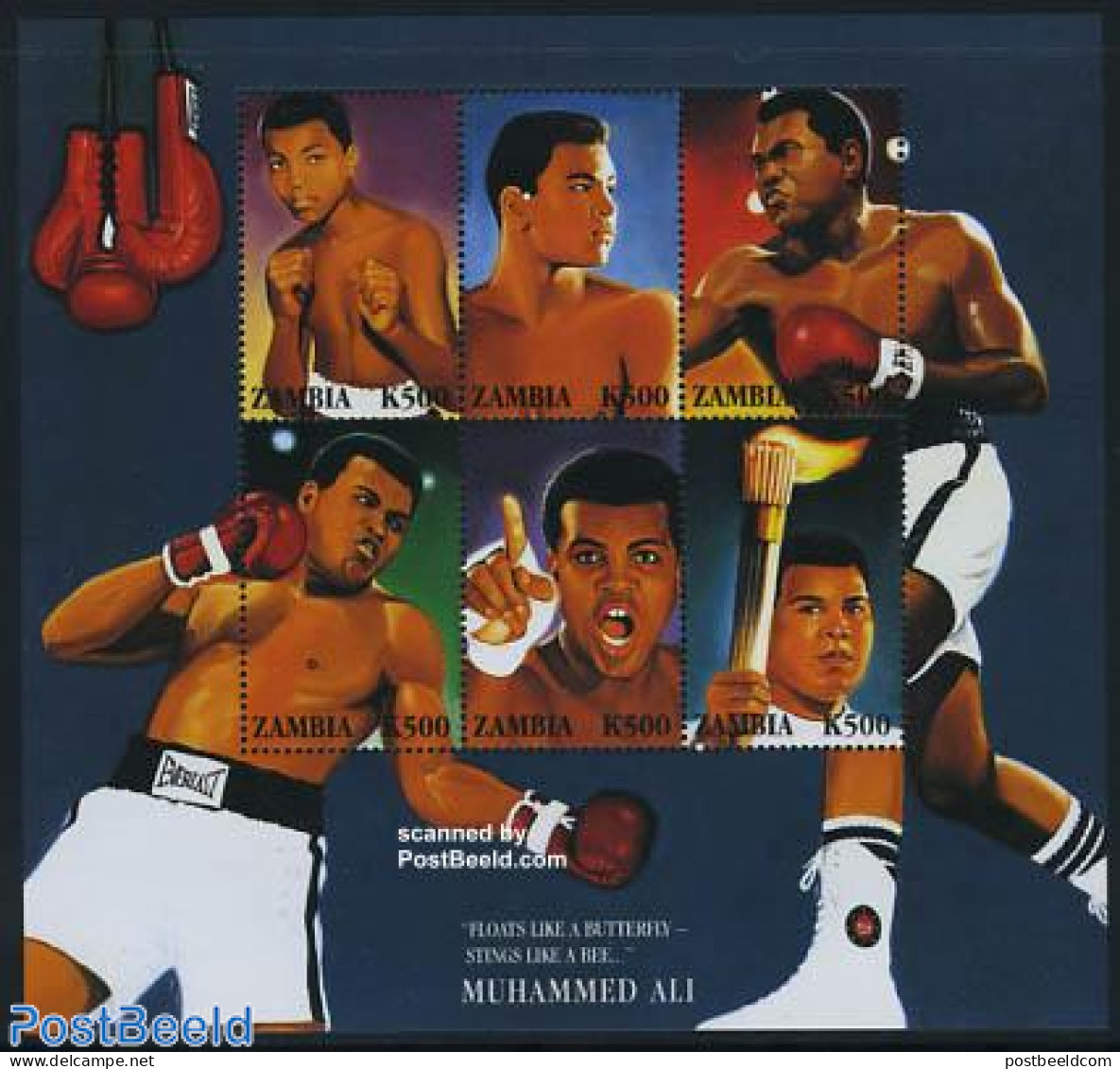Zambia 2008 Muhammed Ali 6v M/s, Mint NH, Sport - Boxing - Sport (other And Mixed) - Boxing