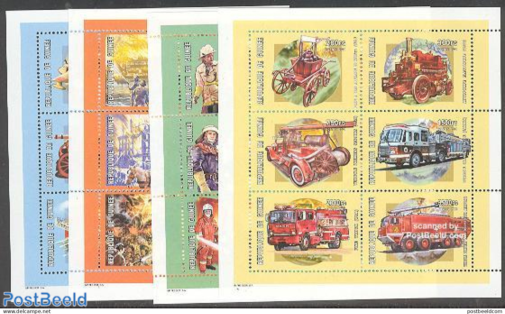Guinea, Republic 2001 Fire Fighters History 24v (4 M/s), Mint NH, Transport - Automobiles - Fire Fighters & Prevention.. - Autos
