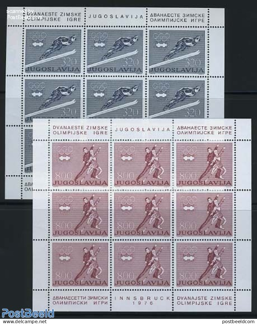 Yugoslavia 1976 Winter Olympics 2 M/s, Mint NH, Sport - Olympic Winter Games - Skating - Skiing - Nuevos