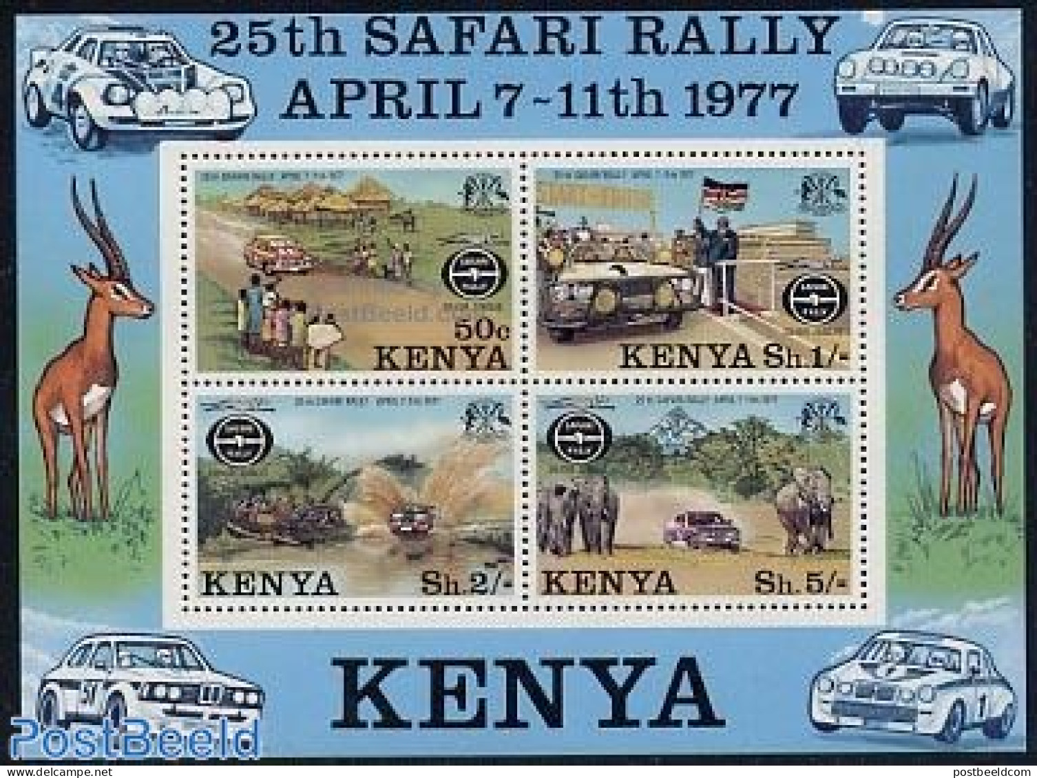 Kenia 1977 Safari Rallye S/s, Mint NH, Nature - Sport - Transport - Elephants - Autosports - Sport (other And Mixed) -.. - Autos