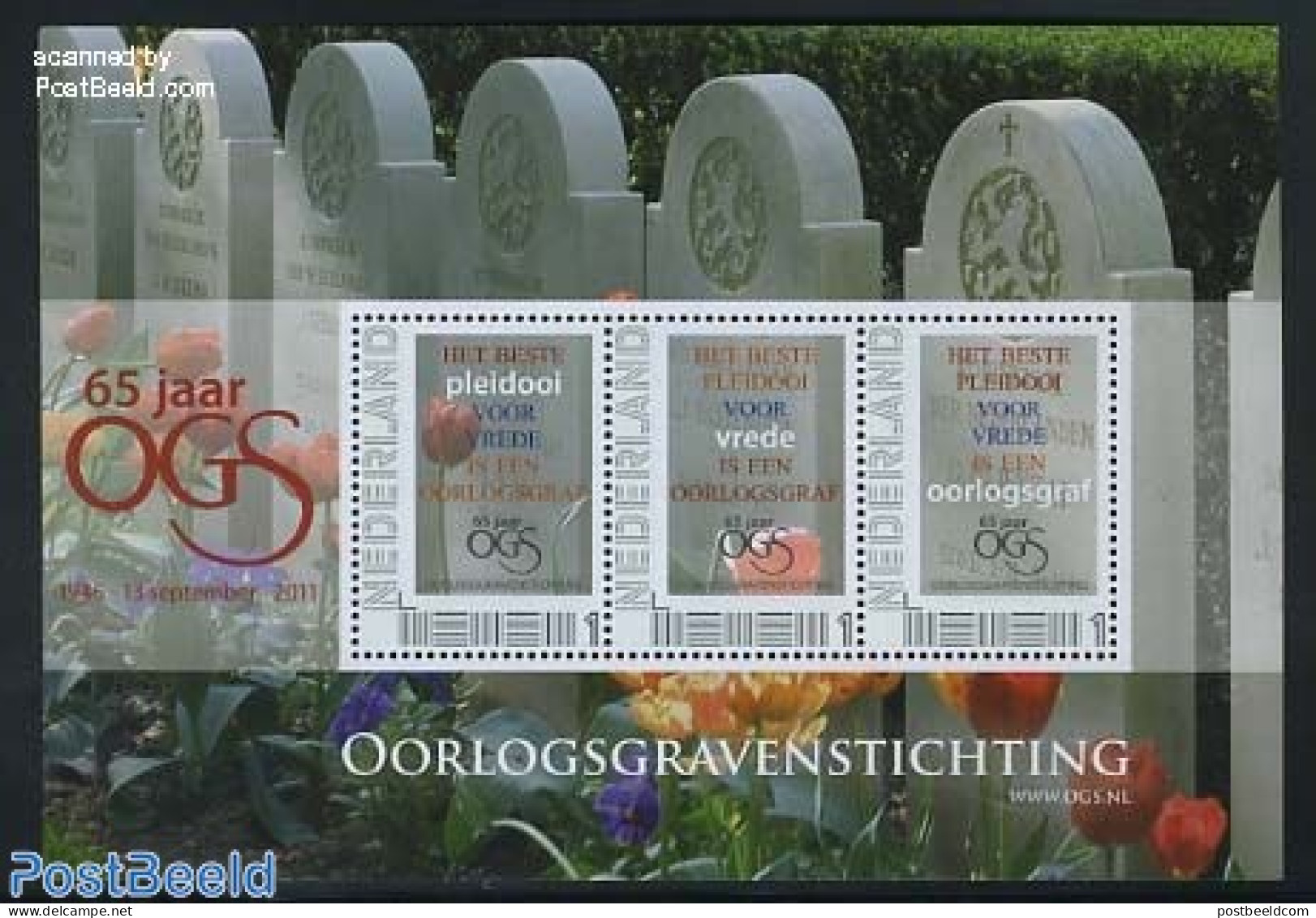 Netherlands - Personal Stamps TNT/PNL 2011 65 Jaar Oorlogsgravenstichting 3v M/s, Mint NH, History - World War II - Guerre Mondiale (Seconde)