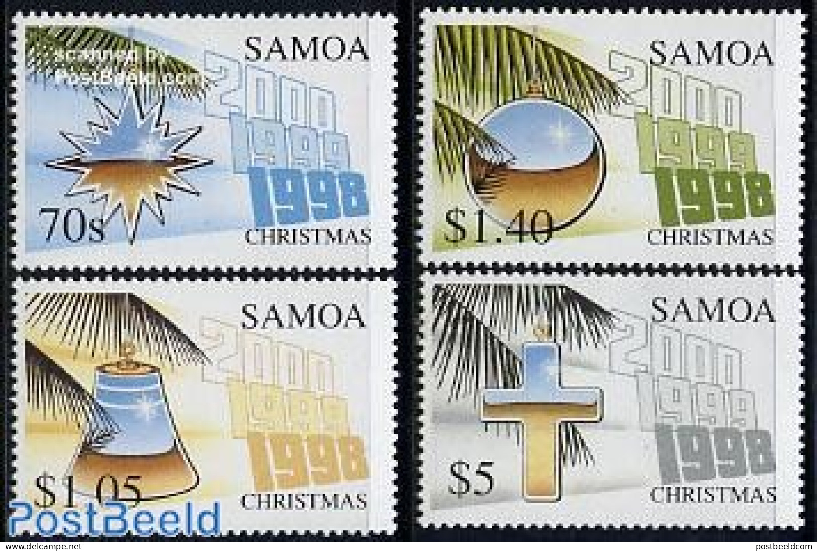 Samoa 1998 Christmas 4v, Mint NH, Religion - Various - Christmas - New Year - Natale