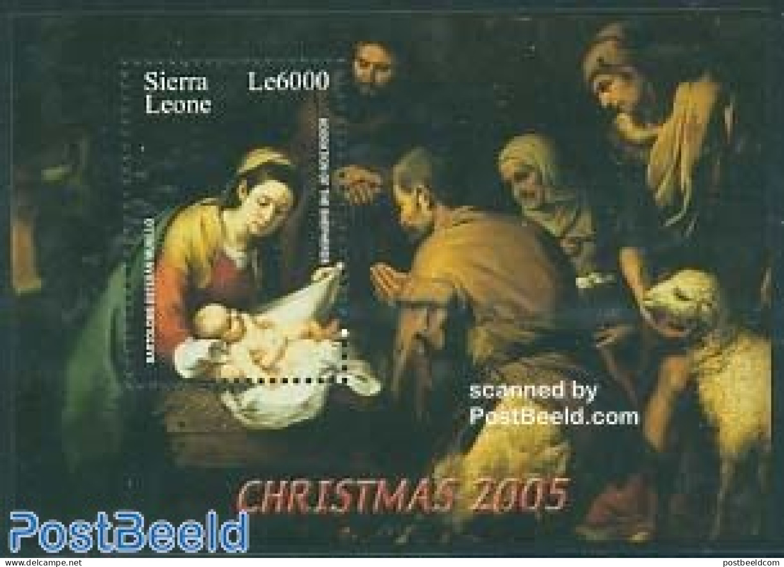 Sierra Leone 2005 Christmas S/s, Murillo Painting, Mint NH, Religion - Christmas - Art - Paintings - Natale