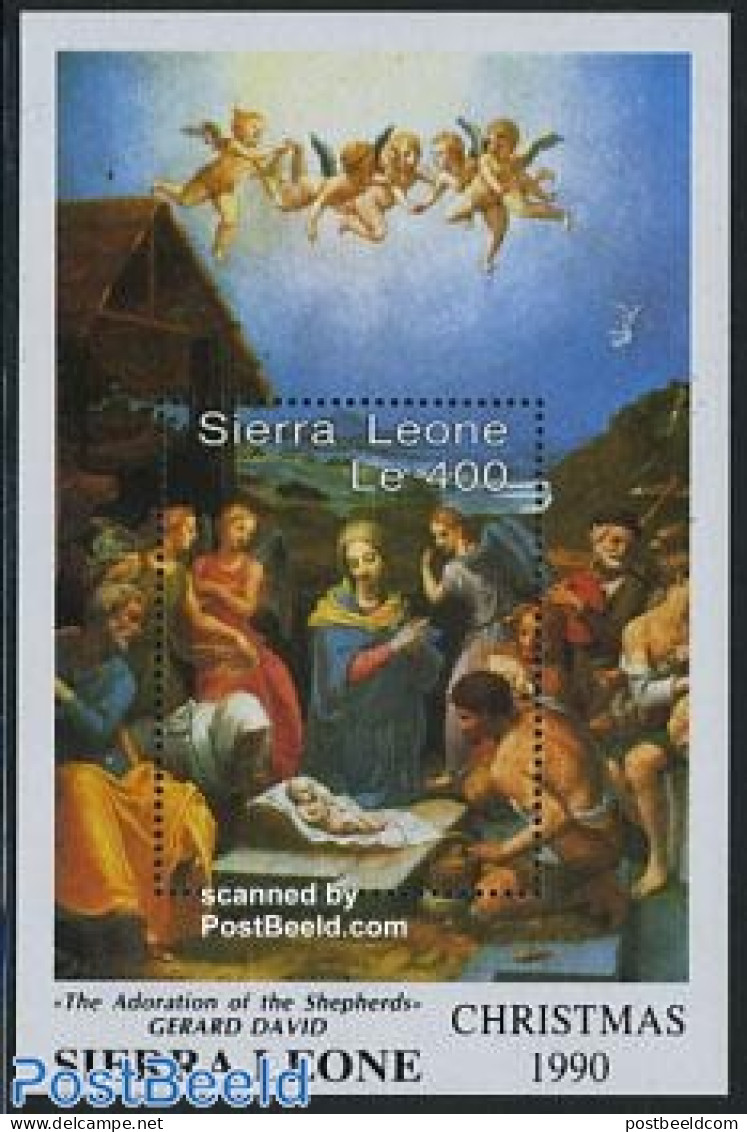 Sierra Leone 1990 Christmas S/s, David Painting, Mint NH, Religion - Christmas - Art - Paintings - Noël