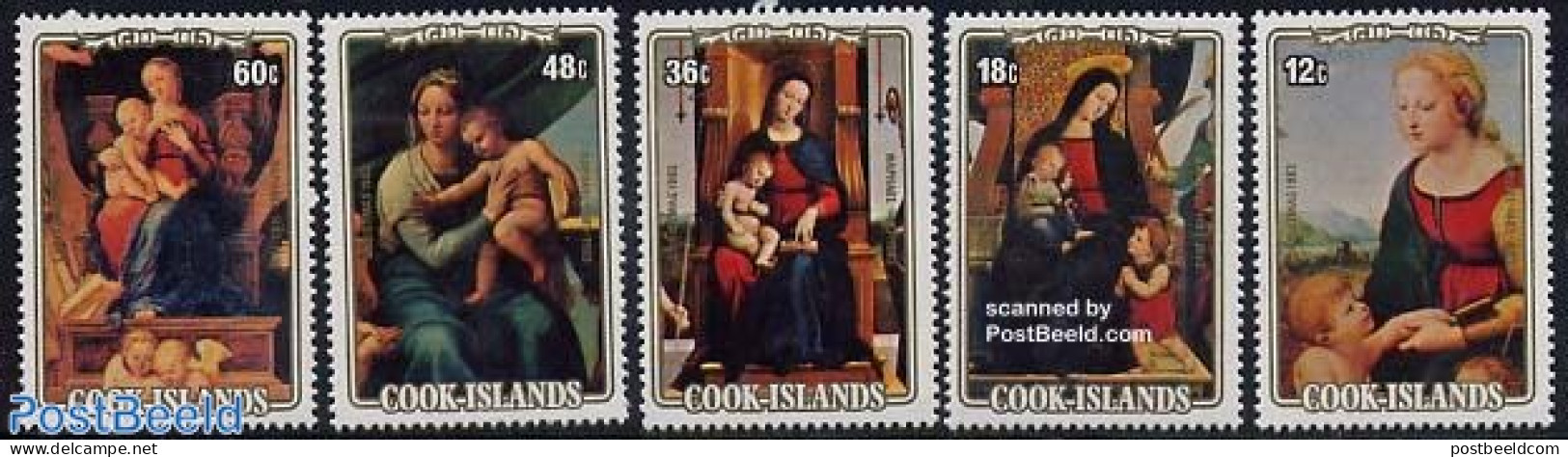 Cook Islands 1983 Christmas 5v, Mint NH, Religion - Christmas - Art - Paintings - Raphael - Weihnachten