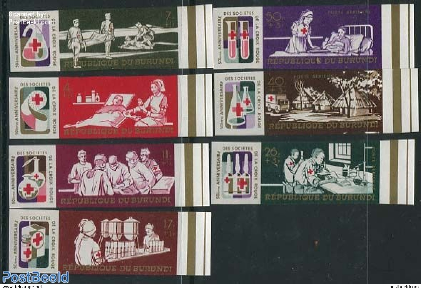 Burundi 1969 Red Cross 7v Imperforated, Mint NH, Health - Transport - Health - Red Cross - Automobiles - Croix-Rouge