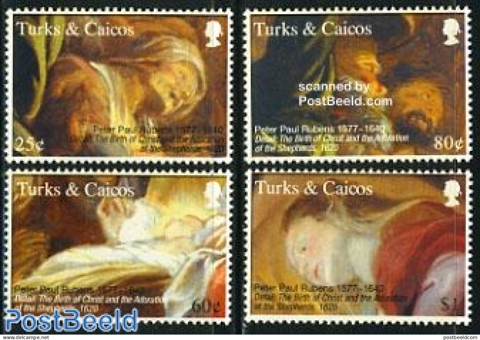 Turks And Caicos Islands 2006 Christmas, Rubens 4v, Mint NH, Religion - Christmas - Art - Paintings - Rubens - Weihnachten