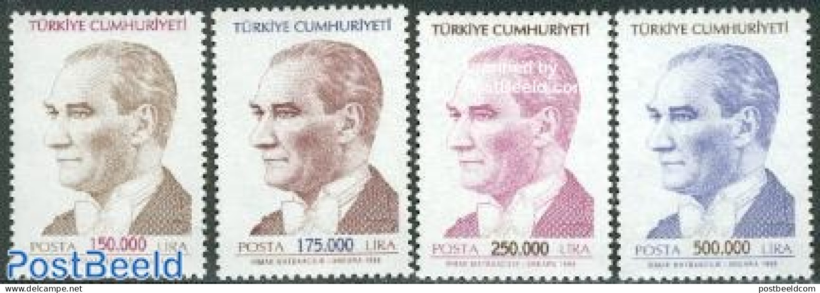 Türkiye 1998 Definitives, Ataturk 4v, Mint NH, History - Politicians - Autres & Non Classés