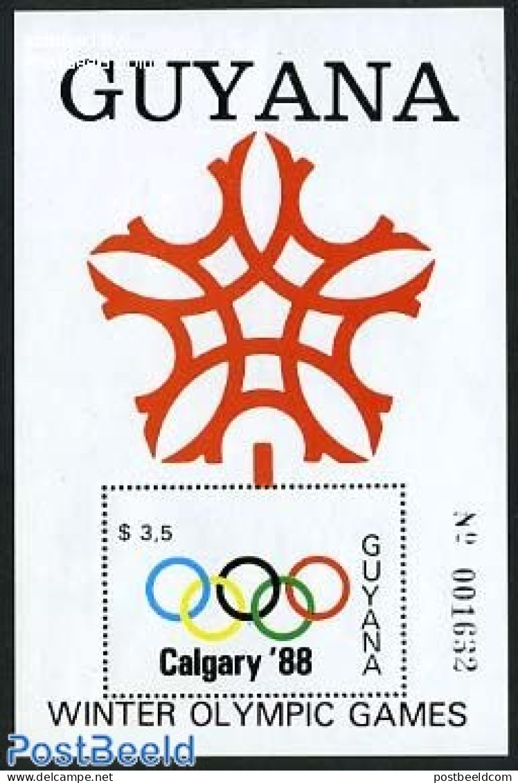 Guyana 1988 Olympic Winter Games S/s, Mint NH, Sport - Olympic Winter Games - Guyana (1966-...)