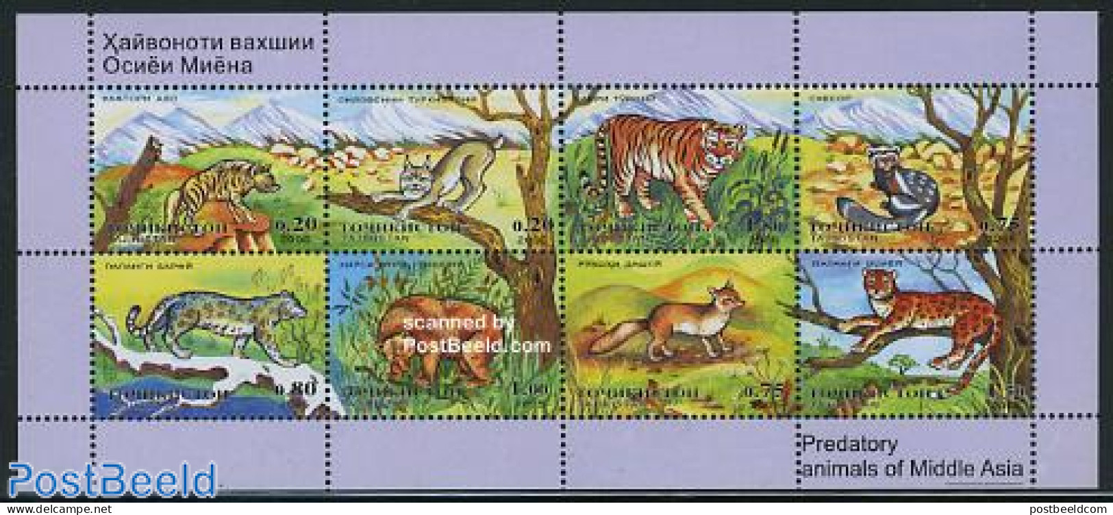 Tajikistan 2005 Predatory Animals 8v M/s, Mint NH, Nature - Animals (others & Mixed) - Cat Family - Tadjikistan