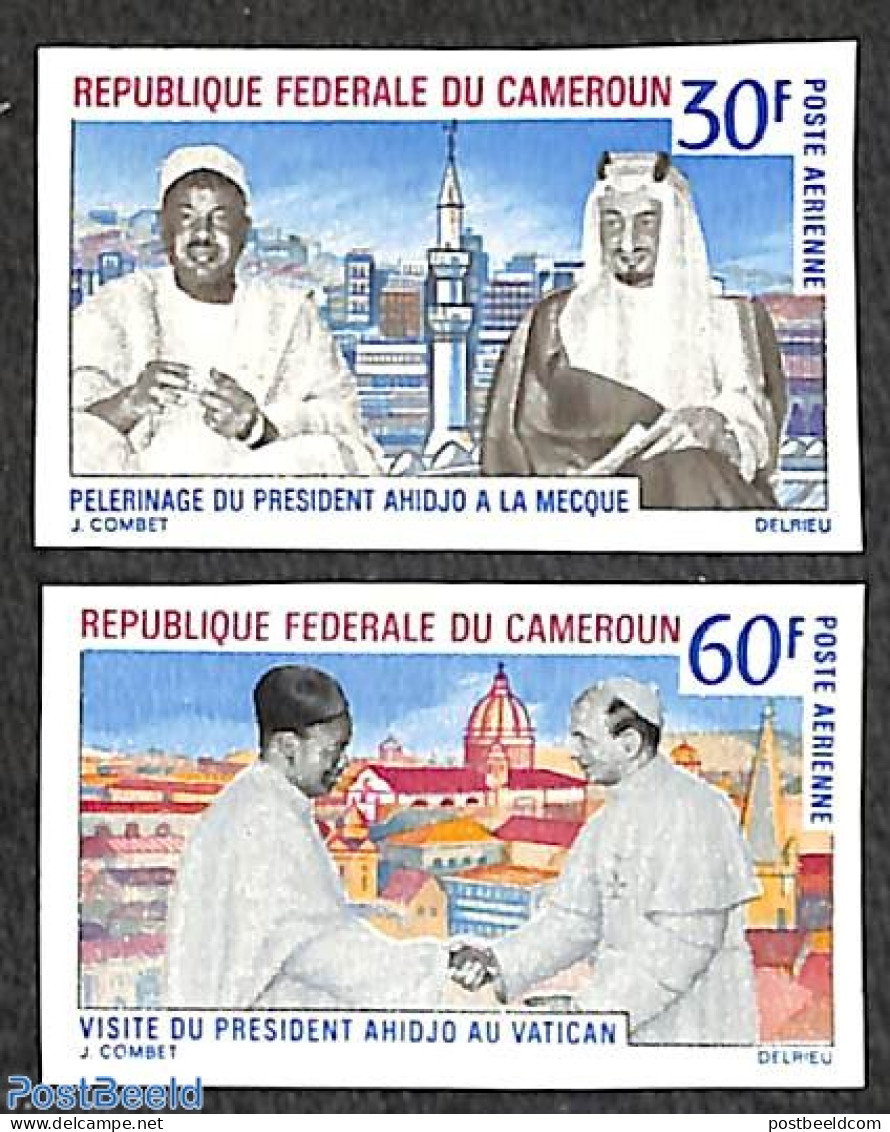 Cameroon 1968 Mecca & Vatican Travels 2v Imperforated, Mint NH, Religion - Pope - Religion - Päpste