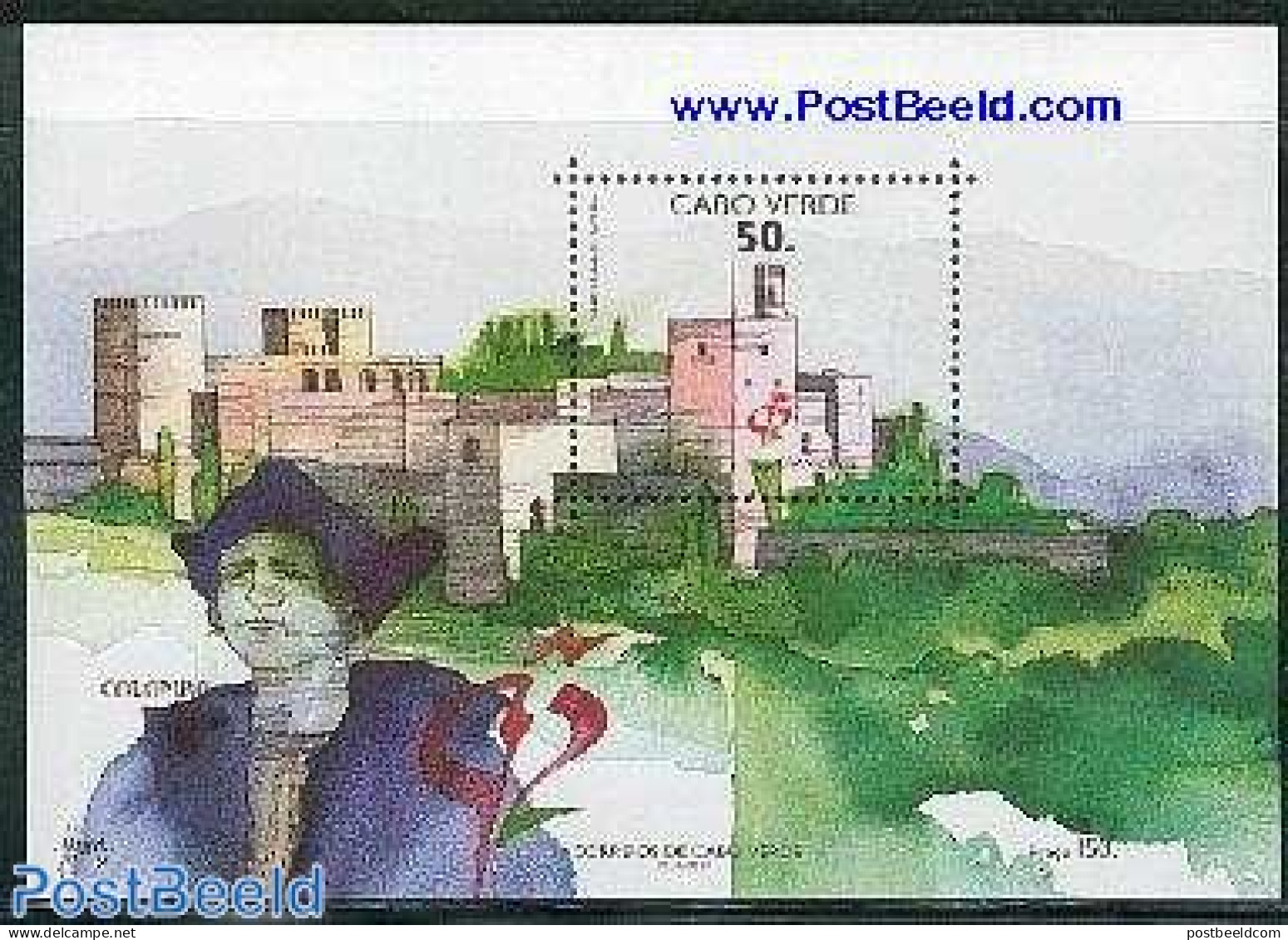 Cape Verde 1992 Granada 92 S/s, Mint NH, Philately - Art - Castles & Fortifications - Kastelen