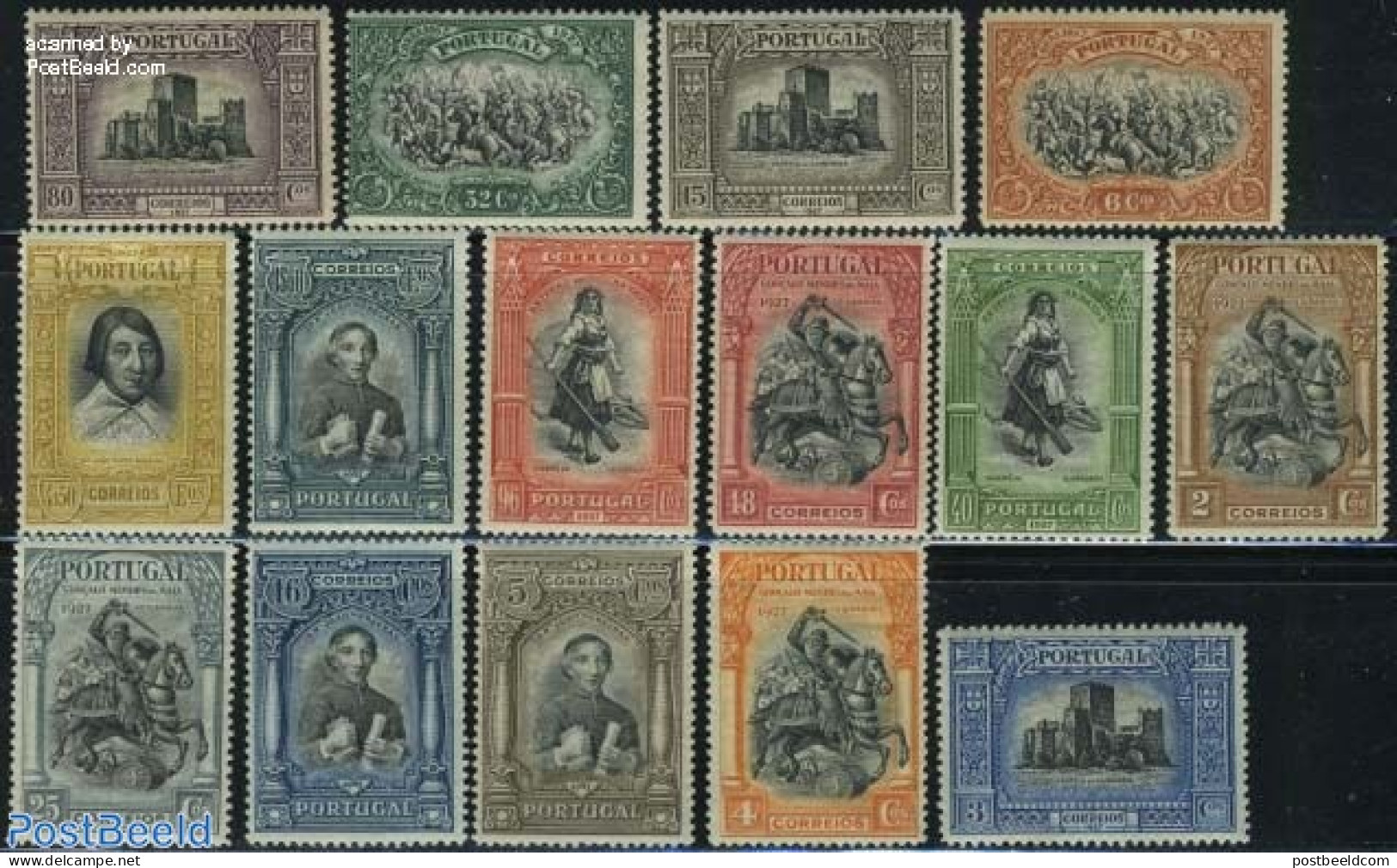 Portugal 1927 History Of Portugal 15v, Mint NH, History - Nature - History - Militarism - Horses - Art - Castles & For.. - Unused Stamps