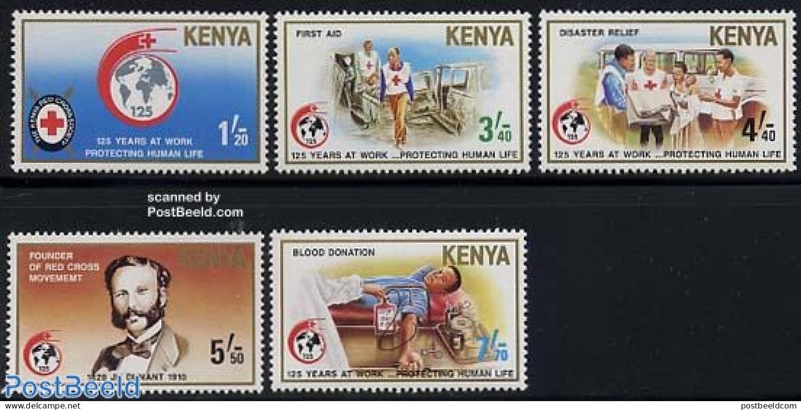 Kenia 1989 Red Cross 5v, Mint NH, Health - Various - Red Cross - Globes - Maps - Rotes Kreuz
