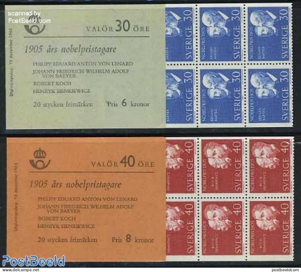 Sweden 1965 Nobelprize 1905 2 Booklets, Mint NH, Health - History - Science - Health - Germans - Nobel Prize Winners -.. - Unused Stamps