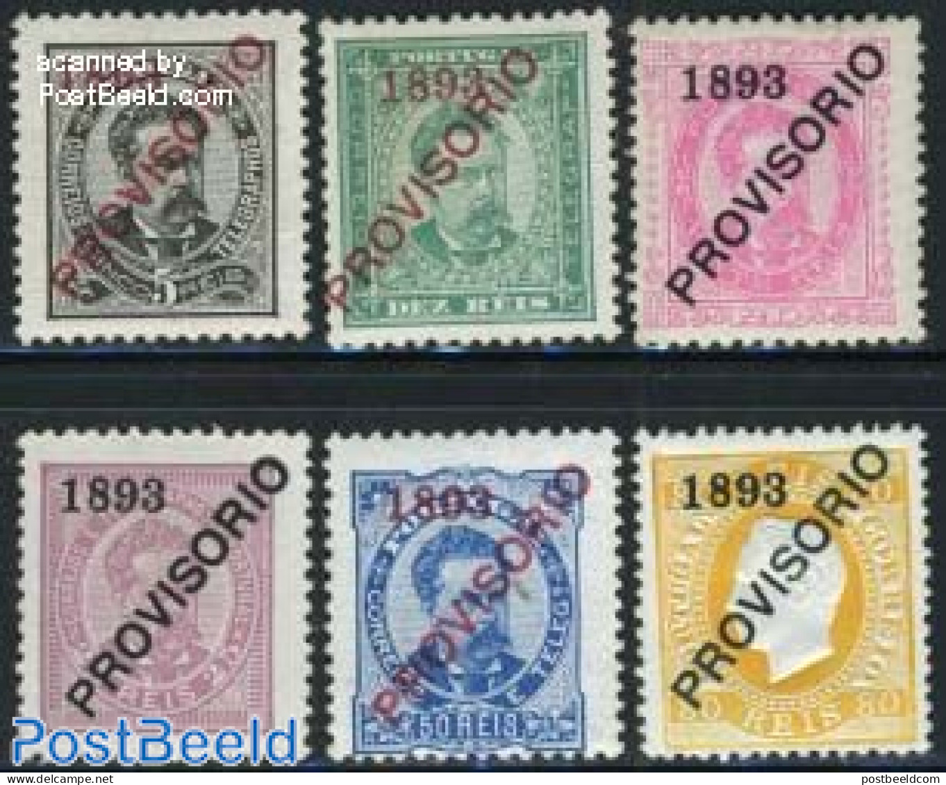 Portugal 1893 PROVISORIO Overprints 6v, Unused (hinged) - Ongebruikt