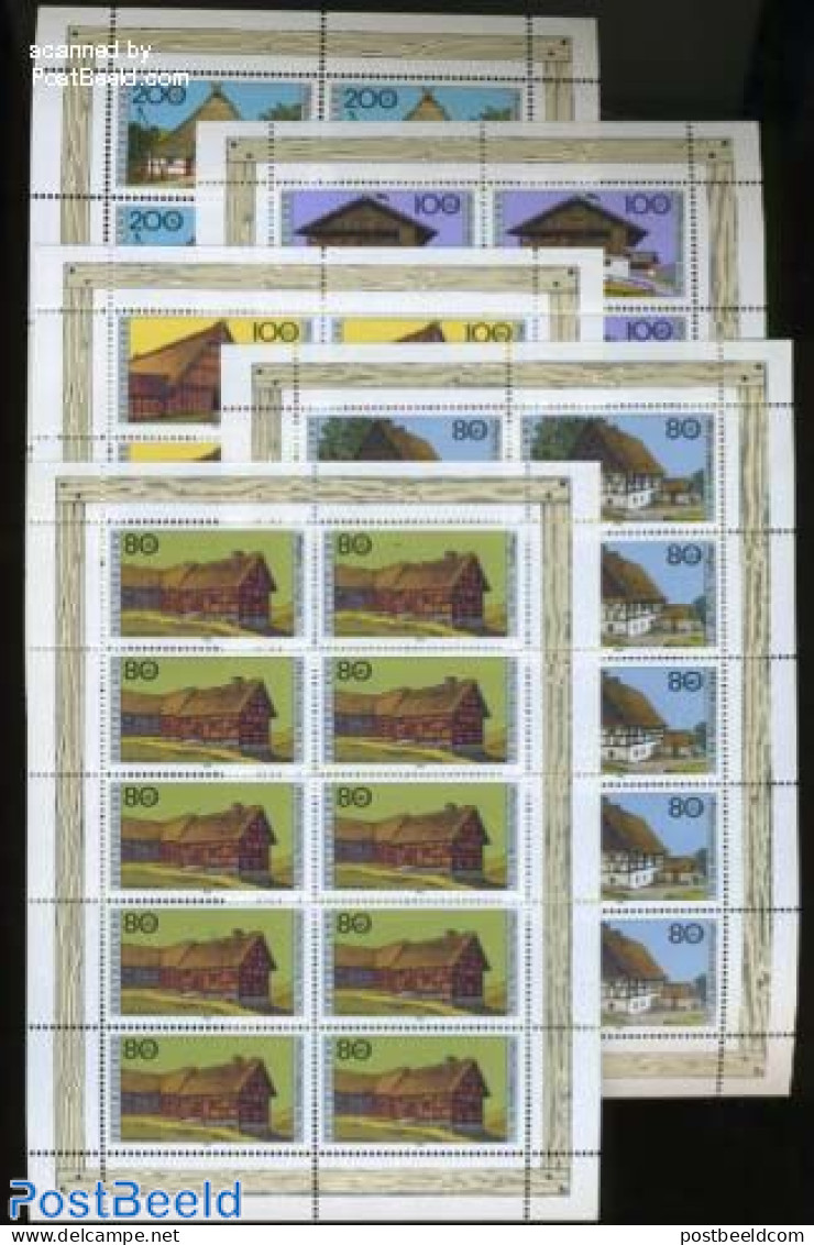 Germany, Federal Republic 1995 Farm Houses 5 M/s, Mint NH, Various - Agriculture - Art - Architecture - Unused Stamps