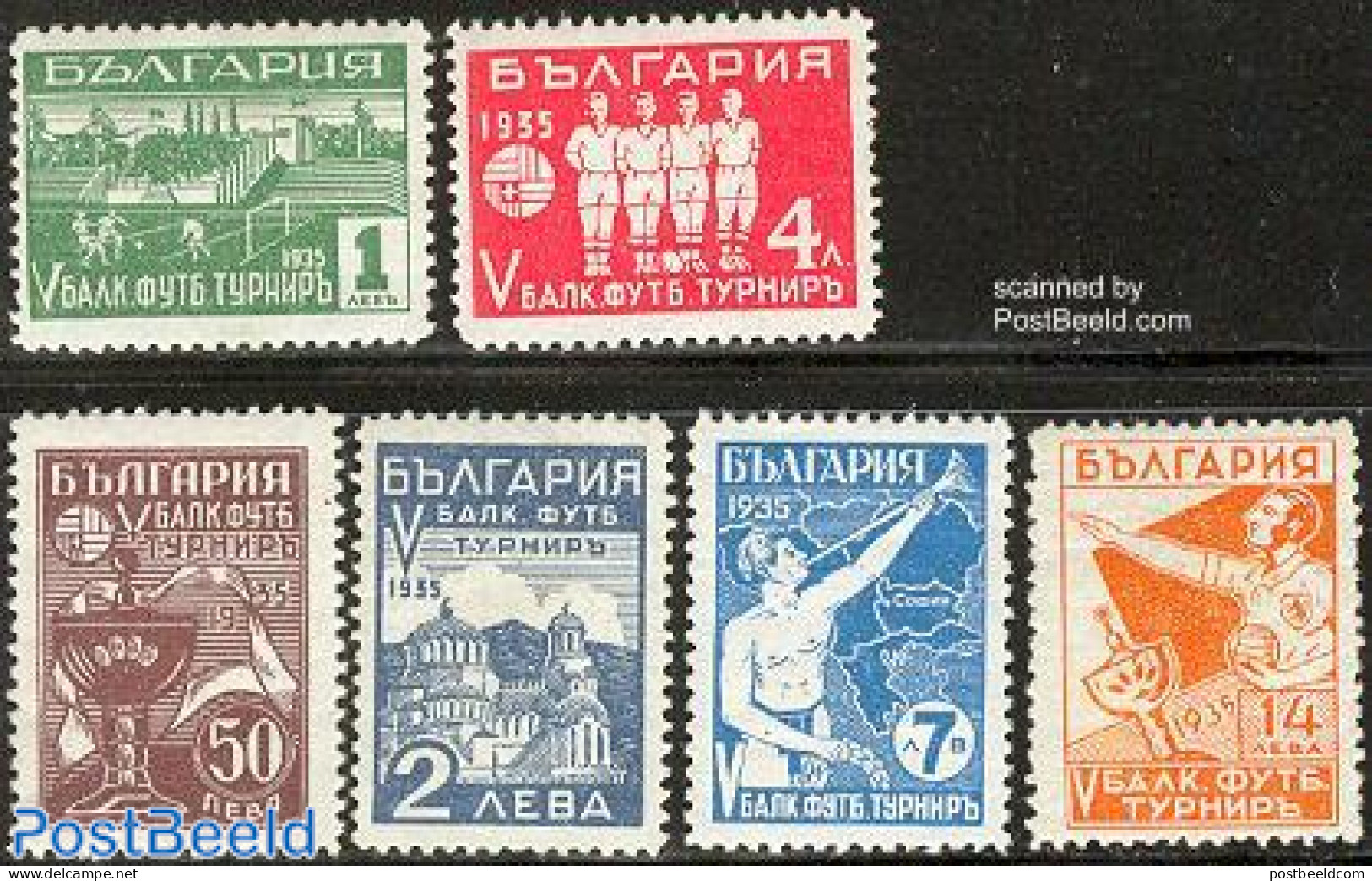 Bulgaria 1935 Balkan Football Games 6v, Mint NH, History - Sport - Various - Europa Hang-on Issues - Football - Sport .. - Neufs