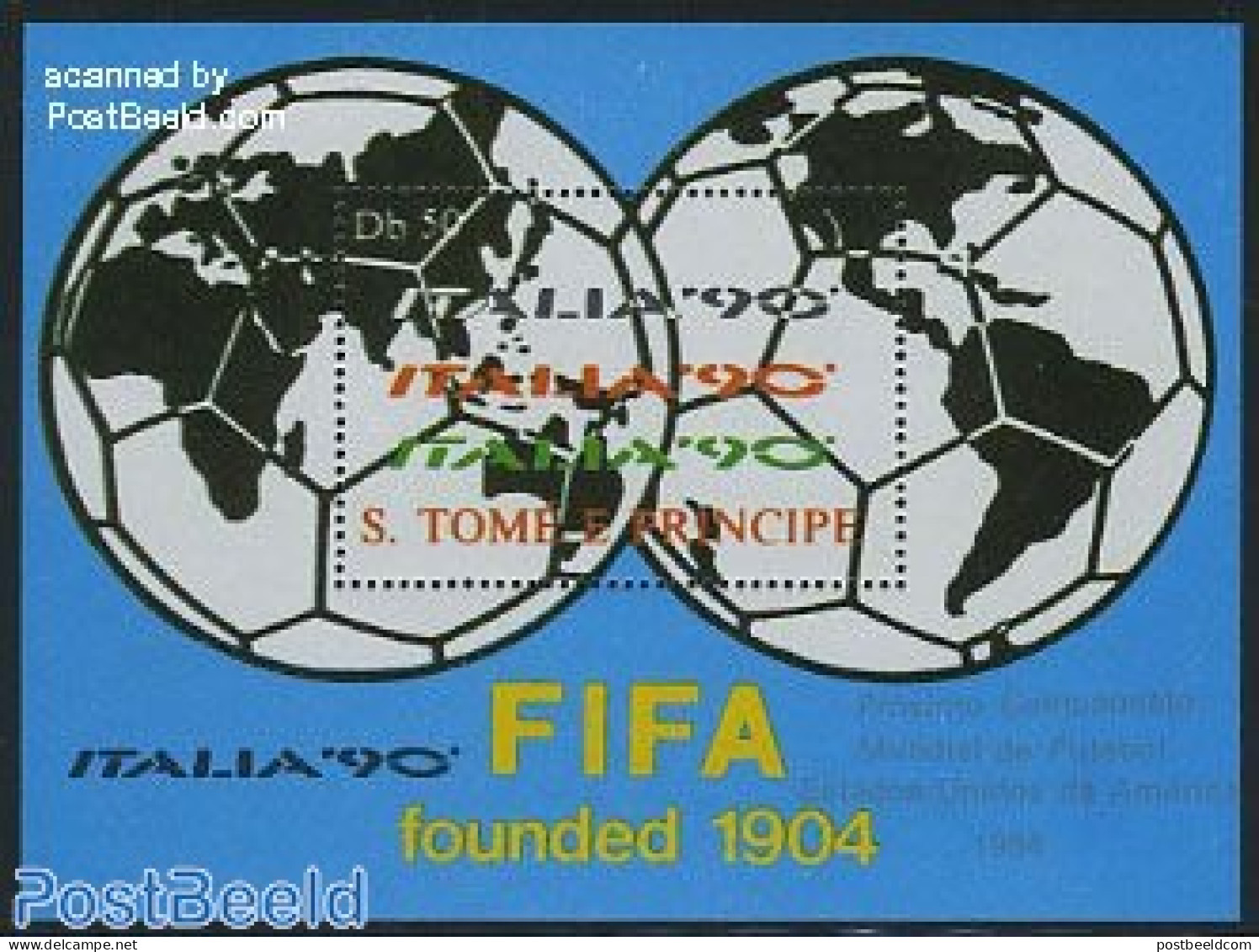 Sao Tome/Principe 1988 Italia S/s, Silver Sign, Mint NH, Sport - Football - Sao Tome Et Principe